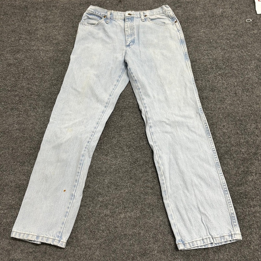 Wrangler Jeans Mens Size 32x30 Light Wash Cotton Straight Leg Regular Fit Denim